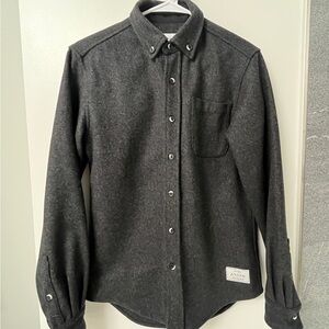 ANIAN Charcoal Button-Down Wool Blend Shirt